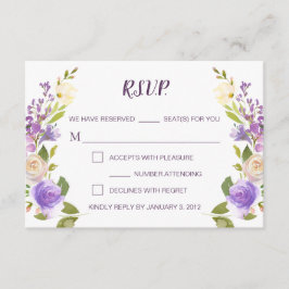 Cartão RSVP Floral de Casamento Floral Lilac Water