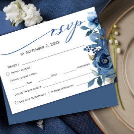 Cartão RSVP Floral de inverno azul-gelo Elegante