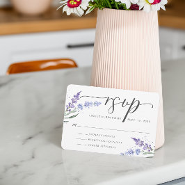 Cartão RSVP Floral de Lavanda em Aquarela Romântica