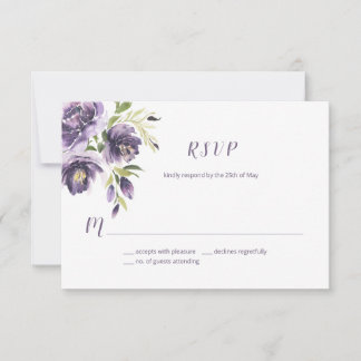 Cartão RSVP Floral de Lavanda Verde Violeta |