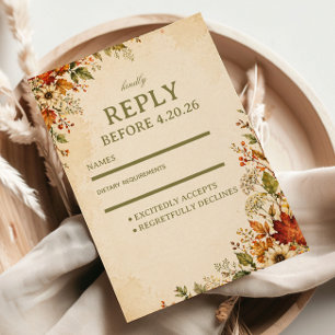 Cartão RSVP Floral de Outono Vintage