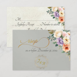 Cartão RSVP Floral de Primavera & Coroa - Salvia