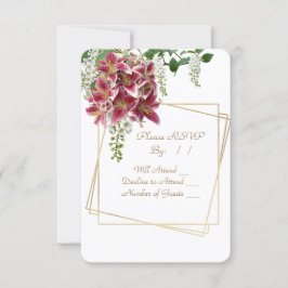 Cartão RSVP Floral de Stargazer de Casamento