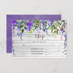 Cartão RSVP Floral de Ultra Violet Watercolor Russo