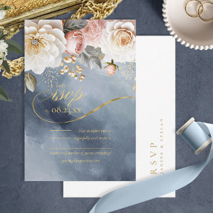 Cartão RSVP Floral Drama Wedding Dusty ID1022