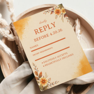 Cartão RSVP Floral Elegante Outono Quente
