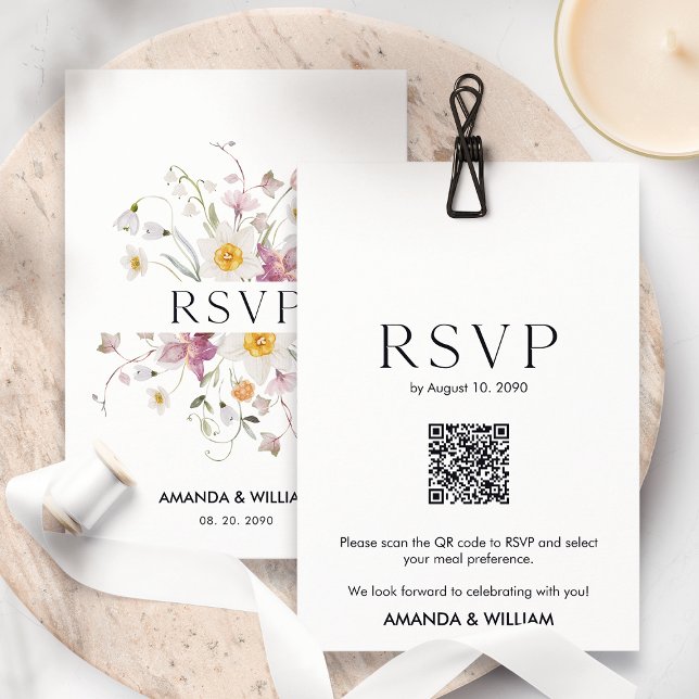 Cartão RSVP Floral Elegante para Casamentos (Criador carregado)