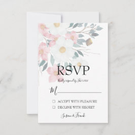 Cartão RSVP Floral Elegante Rustic Watercolor