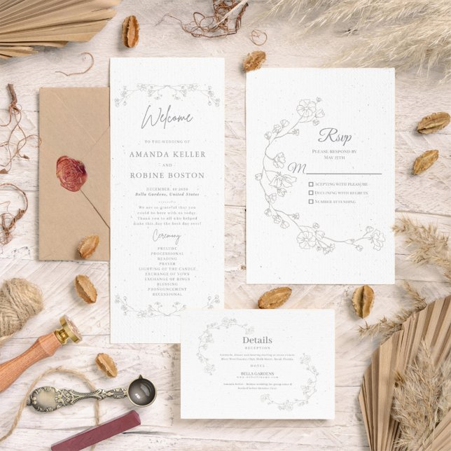 Cartão RSVP Floral Elegante Simples (Criador carregado)