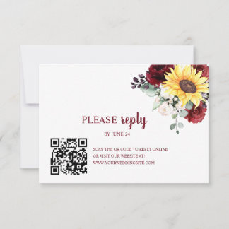 Cartão RSVP Floral Floral Girassóis outono