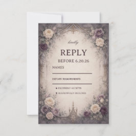 Cartão RSVP Floral Gótico Romântico