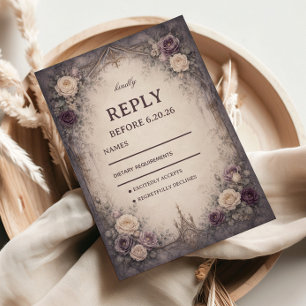Cartão RSVP Floral Gótico Romântico