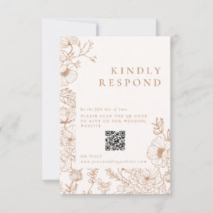 Cartão RSVP Floral Line Art Terracotta Wedding