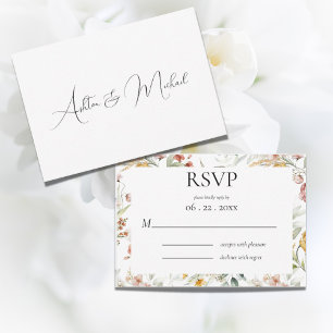 Cartão RSVP Floral Moderno Aquarela Bonito