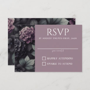 Cartão RSVP Floral Moody Preto e Puro