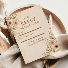 Cartão RSVP Floral Neutro Suave