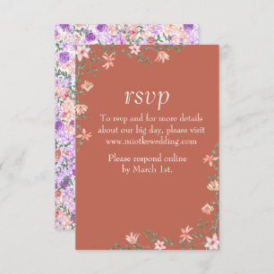 Cartão RSVP Floral Peach, Lilac & Clay Wedding