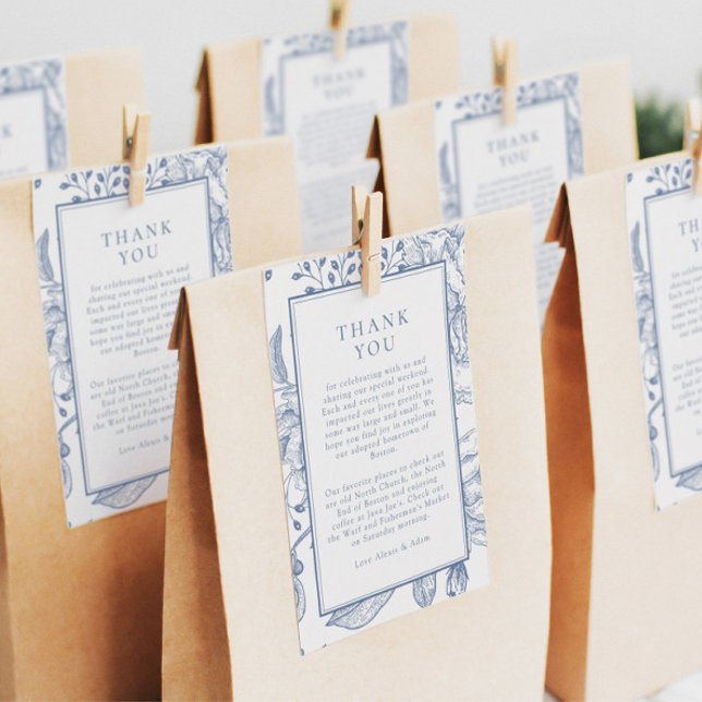 Cartão RSVP Floral Periwinkle Elegant Weding Obrigado Inserir (Criador carregado)