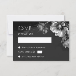 Cartão RSVP Floral Preto Prata