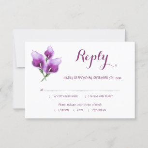 Cartão RSVP Floral Purple Calla Lily Monogramas Refeição De Ca