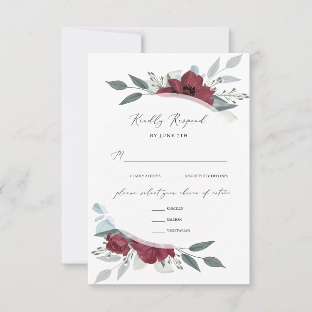 Cartão RSVP Floral Romance (Frente)