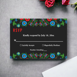 Cartão RSVP Floral Romântica Elegante Botânica, Preto E Branco