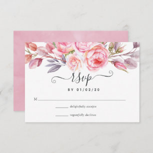 Cartão RSVP Floral Rosa de Aquarela
