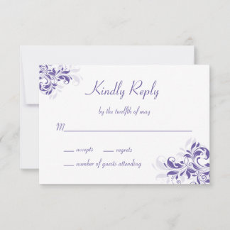 Cartão RSVP Floral Roxo Formal Mitzvah