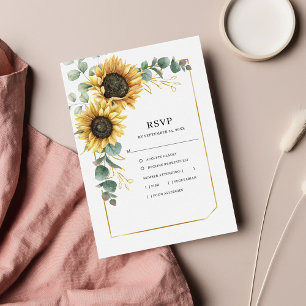 Cartão RSVP Floral Sunflower Eucalyptus Wedding
