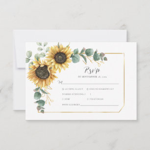 Cartão RSVP Floral Sunflower Watercolor Casamento