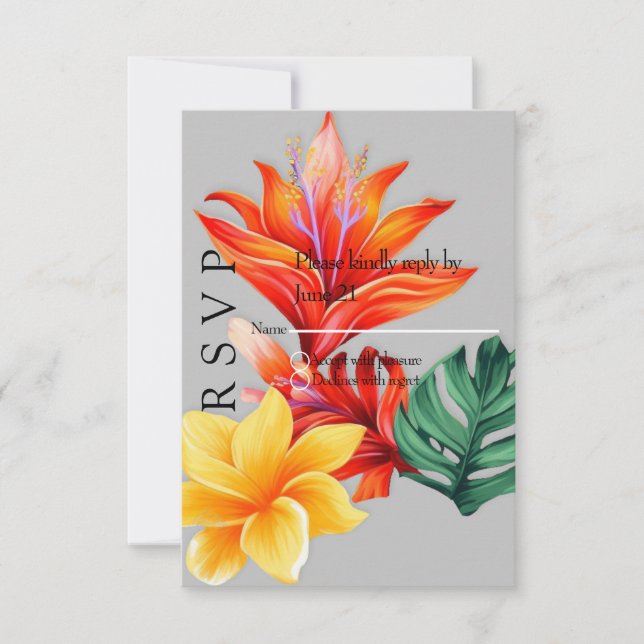 Cartão RSVP Floral tropical  (Frente)