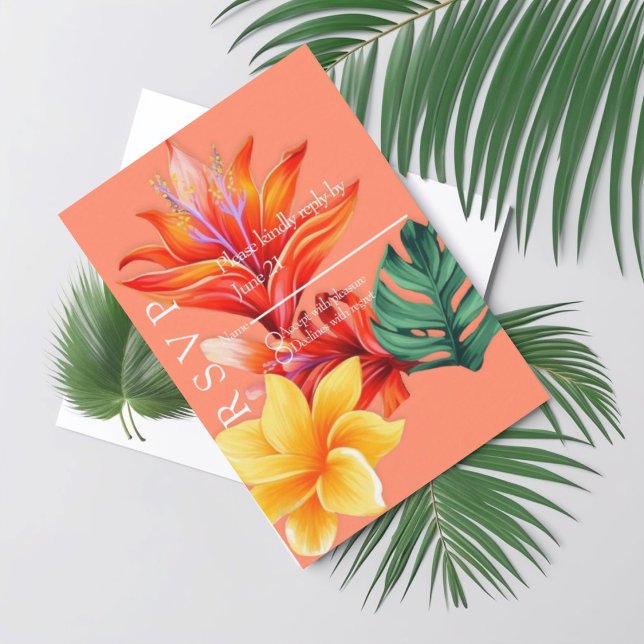 Cartão RSVP Floral tropical (Criador carregado)