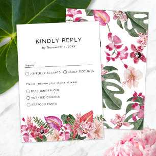 Cartão RSVP Floral Tropical Colorido
