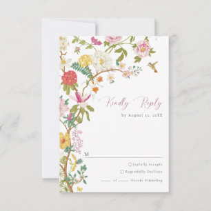 Cartão RSVP Floral Vintage Elegante