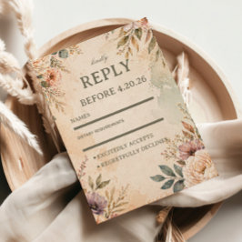 Cartão RSVP Floral Vintage Suave