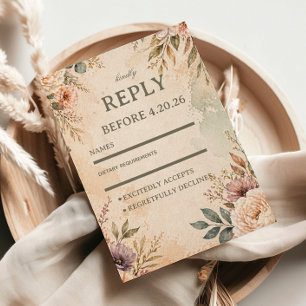 Cartão RSVP Floral Vintage Suave