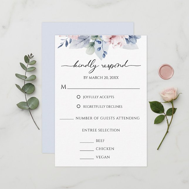 Cartão RSVP Floral Watercolor Botanical Wedding (Floral Watercolor Botanical Wedding RSVP Card)