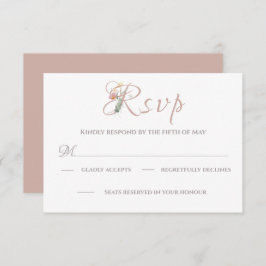 Cartão RSVP Florals Blush Pink Foliage Watercolor Elegante