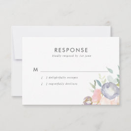 Cartão RSVP Flores Azuis e Rosa Pastel Casamento de primavera