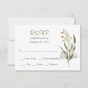 Cartão RSVP Flores Bonito Simples de Aquarela Cor-de-Água, RSV