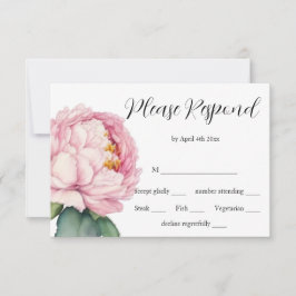 Cartão RSVP Flores cor-de-água cor-de-rosa penteados rosa casa