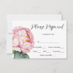 Cartão RSVP Flores cor-de-água cor-de-rosa penteados rosa casa