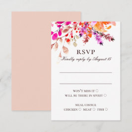 Cartão RSVP Flores cor-de-rosa em aquarela. Casamento no jardi