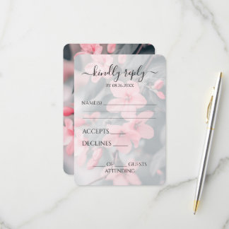 Cartão RSVP Flores Cor-de-Rosa Personalizadas Bela Noiva