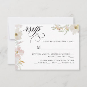 Cartão RSVP Flores de Cores de Água de Creme e Blush