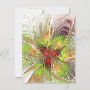 Cartão RSVP Flores de fantasia fractal macias e ternas metal