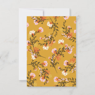 Cartão RSVP flores de fundo amarelo