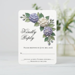 Cartão RSVP Flores de Hortênsia Casamento