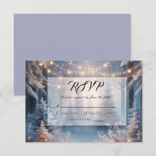Cartão RSVP Flores de Inverno em Pinheiros Geados Casamento