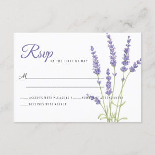 Cartão RSVP Flores de Lavanda RPVP de Casamento de Luz